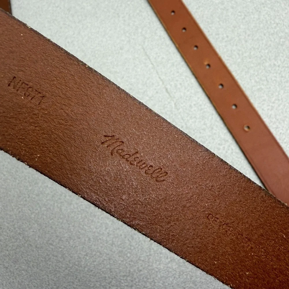 Madewell Leather Belt Womens XXL 2XL Brown Brass Buckle Tip Preppy Classic 1.25" - Picture 10 of 13